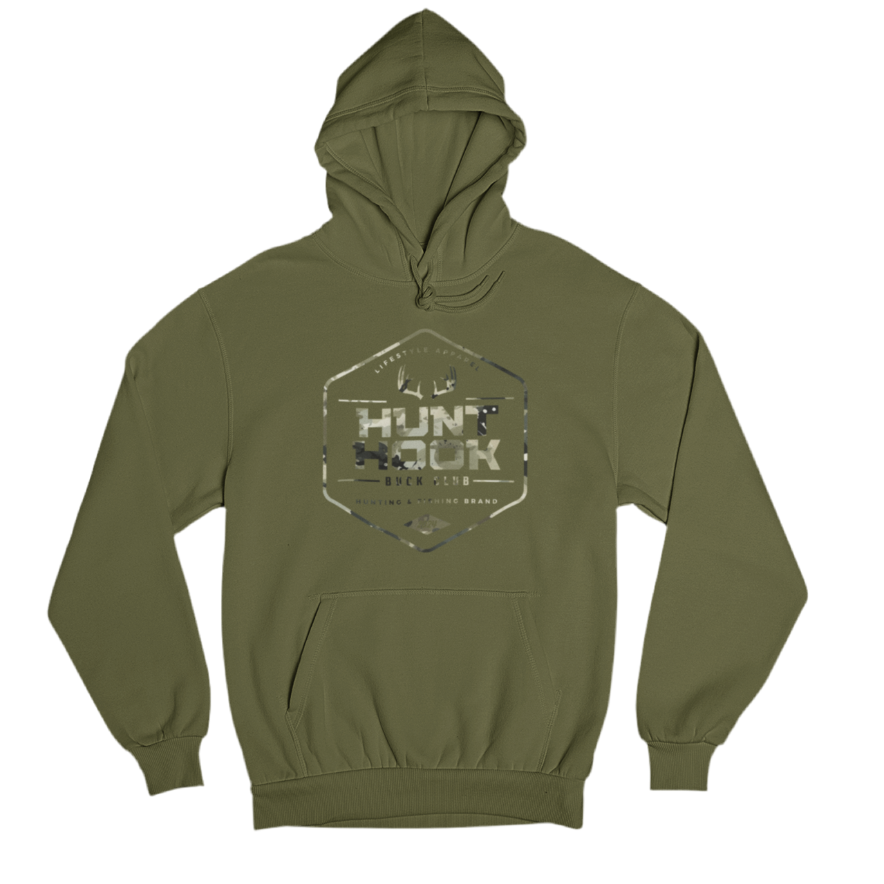 "Buck Club" Military Green Unisex Hoodie